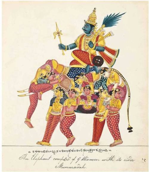 Kamadeva on an elephant made up of women, south India