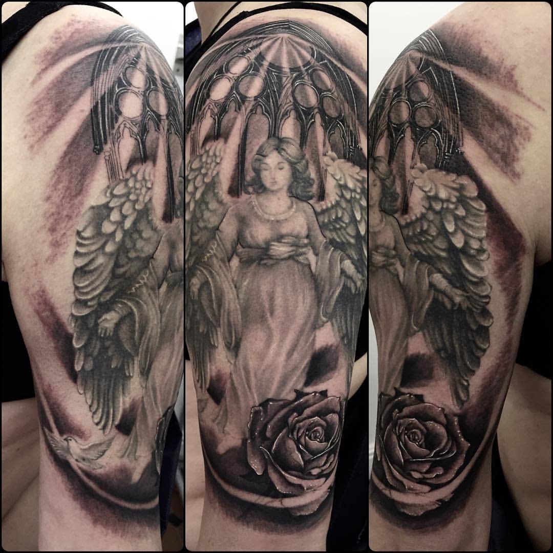 Miguel Angel Tattoo — #Angel #gothic #frame #church #lancet #lancetarch...