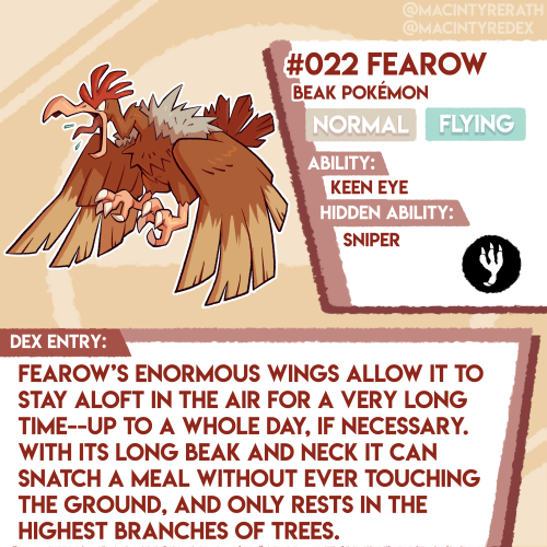 New Pokédex entry added!No.022 Fearow