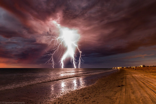 patrickdiomedes: end0skeletal-undead: Lightning at Sellicks Beach by N.Agostini Photography So that&
