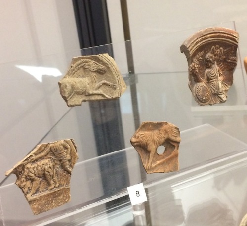 ancientgoatart:Fragments of oil lamps1st century CEMuseo Civico, Termini Imerese (Sicily)