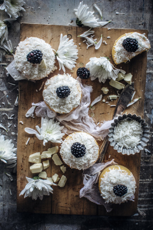 Coconut Cake Minis With Blackberries And White Chocolate