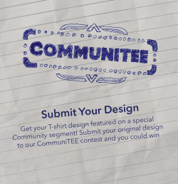 hondaloves:  Get your T-shirt design worn by Abed on a special Community segment! Submit your original design to our CommuniTEE contest by 12PM PST Friday, 2/20 for a chance to win.  Rules