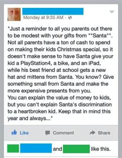 familiaralien:  growinglittlebooger:  mariposa-mama:  thegingerdementor:  I’ve never thought about this before. What does everyone else think?  Couldn’t agree more.  So important. I never understood why Santa gave all my friends these huge, expensive