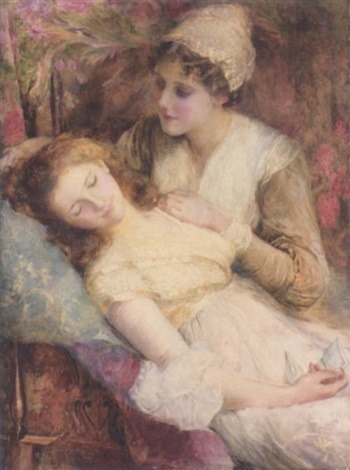 Marcella WalkerThe pearl necklace;  Tenderness , 1899