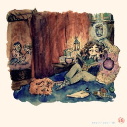 beastlyworlds:A little watercolour Hermione