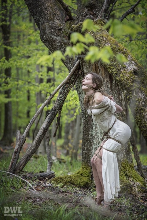 sensualhumiliation:  Tied up at the forest