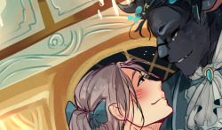 crimson-chains:  Preview images for a few of my pieces in the @yoifantasyzine ^w^Beauty and the Beast AU with @lucycamui ~EXPECT CUTE THINGS OWOLast image is for the postcard I designed! :DIf you’re interested in the zine check out the zine page for