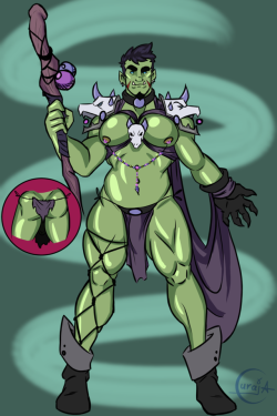 curaja-strokes:  Omg this has been done for like a week but i’ve been so busy at work!! Finally getting around to posting my take on @solumsolartem orc mage OC, Belver!!I love orcs, and I love mages, AND I love drawing dudes in slutty armor so I just