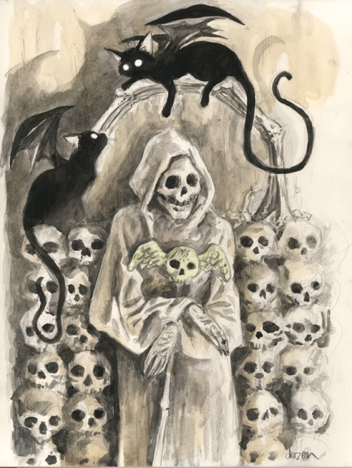 happyundertaker:Sketchbook-Ghost Cats in a Vampire Ossuary