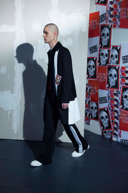 thepoxxworld:  Devon Halfnight Leflufy Fall 2015 I love the designer includes a lot of graphics on his garments.Wish to see more pieces from him,Ill research his brand a little more 