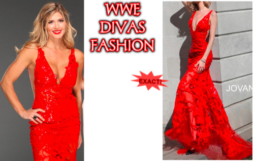 Torrie Wilson was seen wearing the Jovani 60283 Dress in Red during her WWE Hall Of Fame Induction C