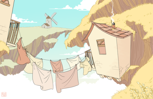 A collection of thumbnails, character designs, and backgrounds I’ve been working on in my layo