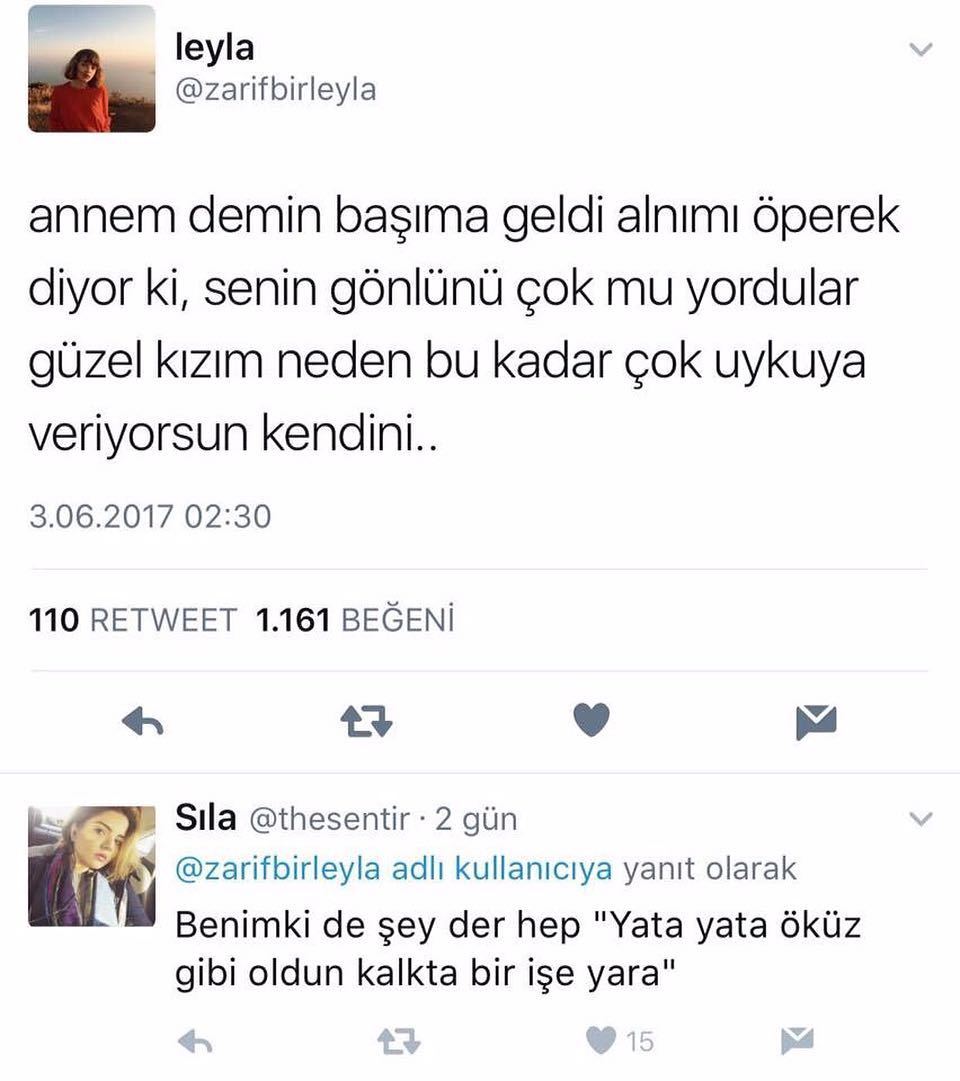 - Annem demin başıma geldi...