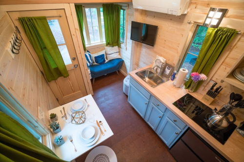 tinyhousetown:  Zoe, one of five tiny houses at the Mt. Hood Village Resort in Oregon. 