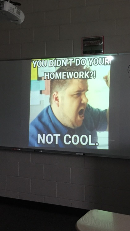 jetbag:my english teacher makes memes of himself and projects them on the board depending on the day
