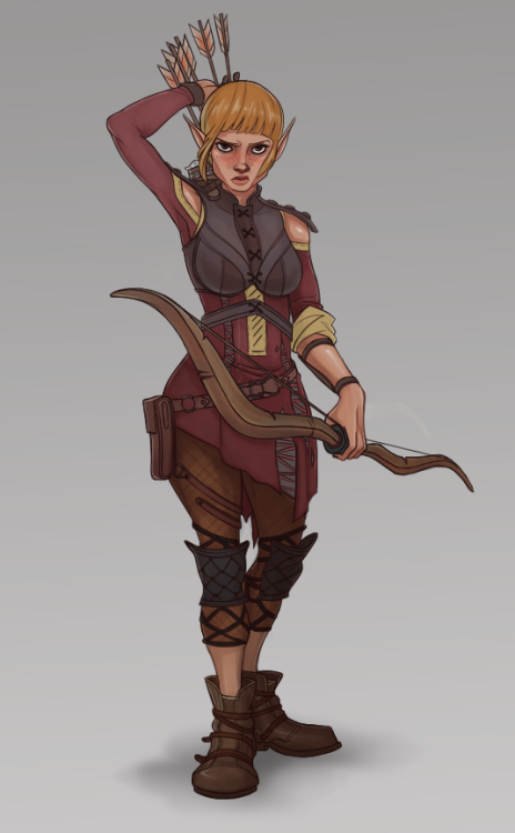 felitomkinson:  so I made both versions of this because I’m very unsure about what I prefer, on one hand there’s the flats version which is my style (flat colors) and then I tried to pull off a matt rhodes-ish official art version (google Dragon Age