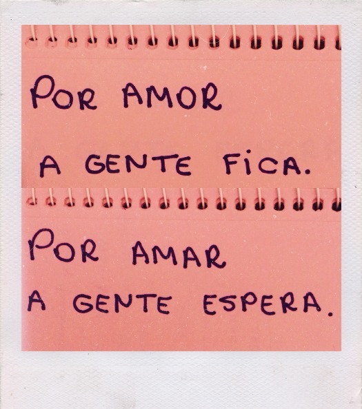 Por amor a gente fica. Por amor a gente espera. Mas por amor a