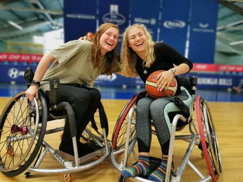 Having fun at the wheelchair basketball tournament :)