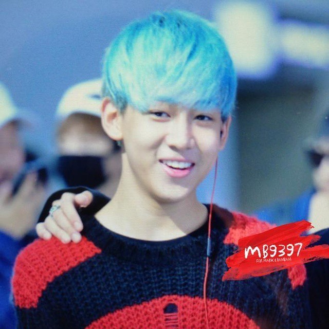 Got7 is love. on Tumblr: I'm seriously loving Bambam's green hair. It's so  calming to look at. ^^ #got7 #bambam #green #hair #hongkong #jypn #onemic