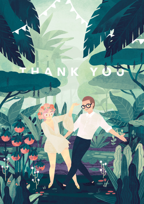 ah, I forgot to upload this here.A “Thank You” card for all the lovely guests at our wedding. It was