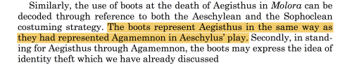 finelythreadedsky: Aegisthus wearing Agamemnon’s clothes: Sophocles, Electra, c. 410s bceAegis