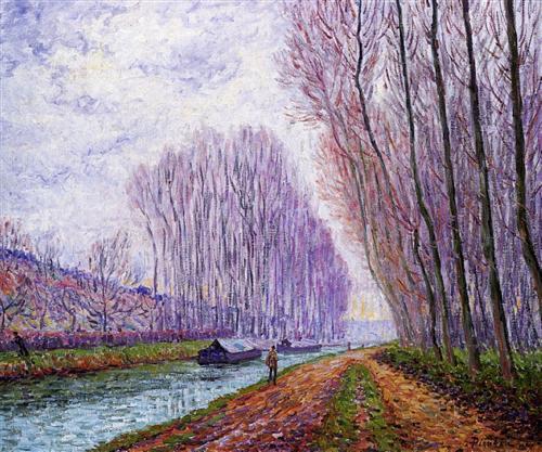 wonderingaboutitall:Barges On The Loing, Morning Effect - Francis Picabia