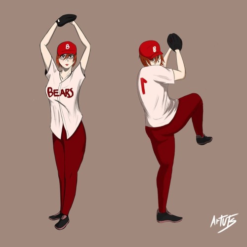 Não entendi exatamente o porquê mas desenhos de garotas de anime jogando baseball estava sendo bem c