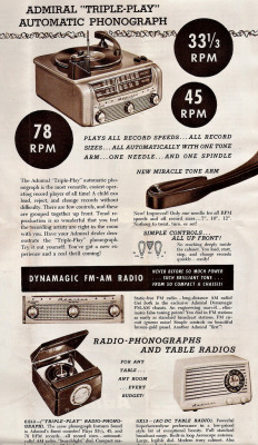 vinylespassion:  Admiral Triple-Play Automatic Phonograph, 1949.