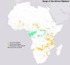 Range of the African Elephant.
Interactive
[[MORE]]This is from the Harfard AfricaMap project.
To put things in context this is the historical range:
Although every single map you find of the “historical range” will be different, they all boil down...