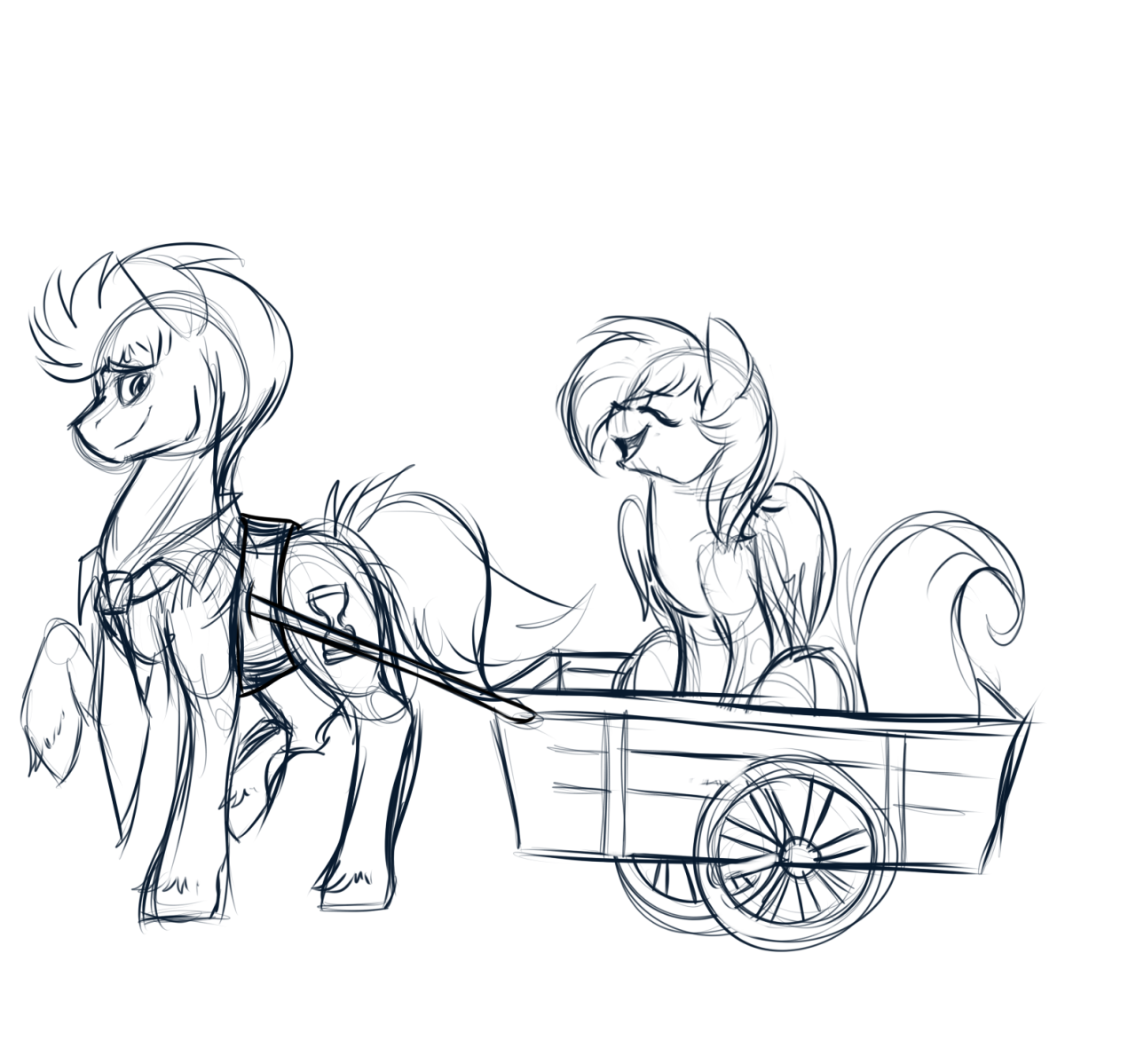 azula-griffon:  here have a doctor pulling derpy in a cart.   Eeeeecute &lt;3