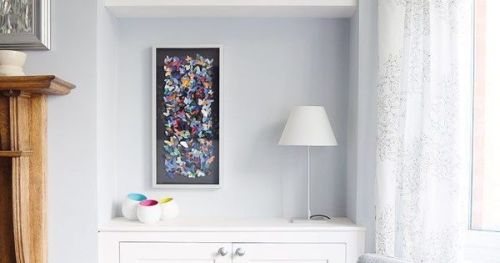 #BagoesTeakFurniture Modern Edwardian Living Room painted in Dulux Steel Symphony with built in alco