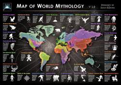 mischievouschaos:  bythegods:  allmesopotamia:  Very cool! altug:  Map of World Mythology   Whaddaya think, guys? Simple, but pretty!  to every “world” mythology book ever written: hey look it’s not just greek and roman in the world huh would you