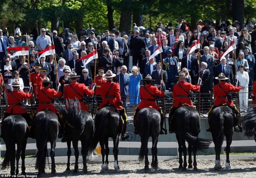 The Prince of Wales and The Duchess of Cornwall attend an event with the Royal Canadian Mounted Poli