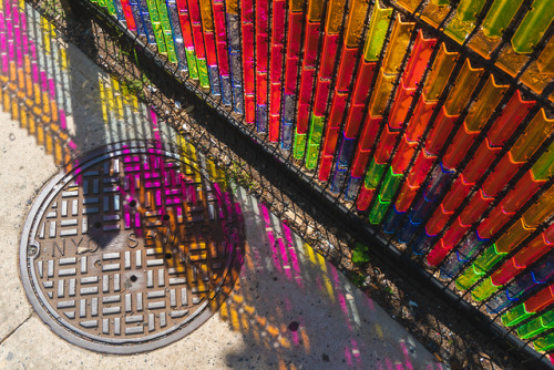 Colorful art installations throughout Hudson Square Featuring 5 original artworks by 4 artists, this