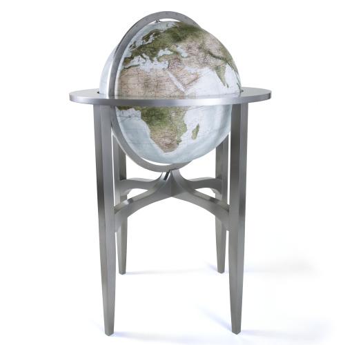 A floor standing traditional terrestrial globe – with a modern feeling in the design and colou