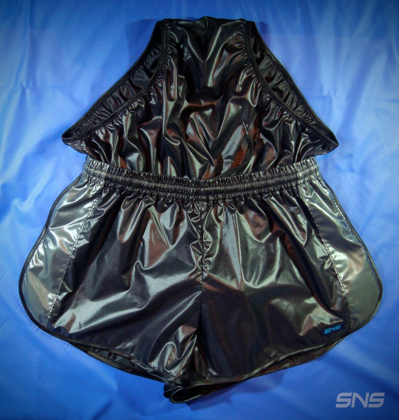 www.ebay.com/itm/Mens-Shiny-Nylon-Shorts-M-BLACK-SILVER-Wetlook-Glanz ...