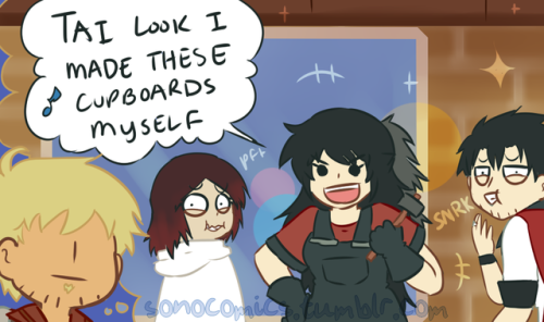 sonocomics: sonocomics:  No seriously Click HERE to check out other assorted comics, including more RWBY!  Click HERE to view my schedule for the current month!    Man, I do know the struggle of makin backgrounds but it’s still always funny to see little
