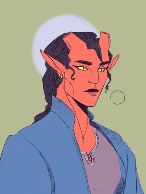 ohmyarda:Pulchritude, @vanusgalerions‘s tiefling dnd character for our art trade. They are non-binar