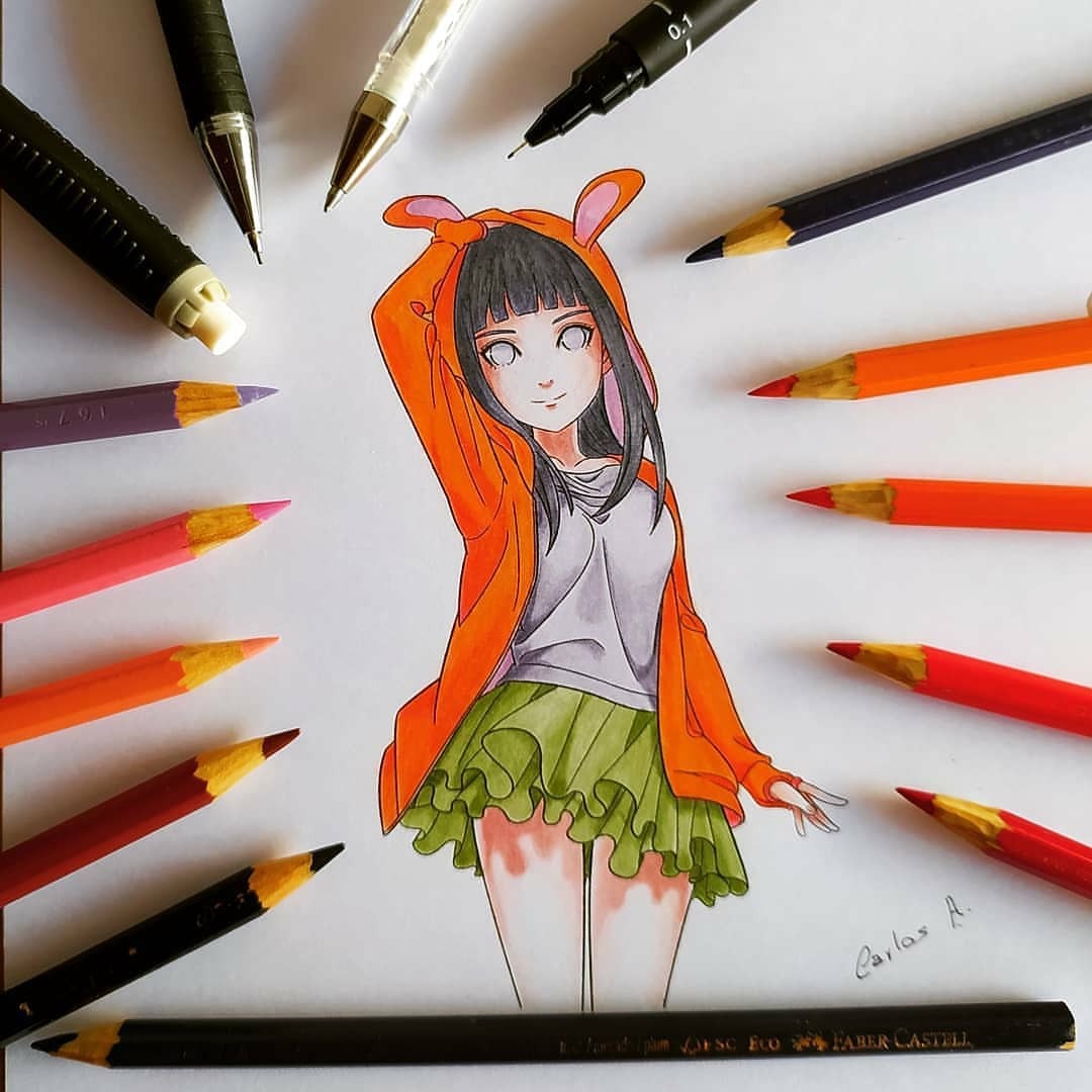 Carlos Arts — 🖋️ Hinata Hyuga do Anime Naruto 🖋️ . ✍️ Com este