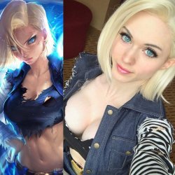 love-cosplaygirls:  Android 18 from Dragon Ball Z cosplay done by Amouranth