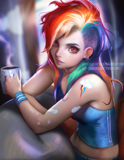 senseorsensuality:  Rainbow Dash Morning by sakimichan 