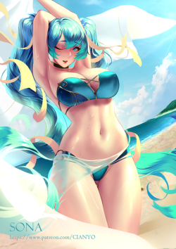 cian-yo:    More, and more summer!!Sona is having fun near the