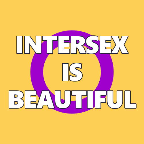 queerlection: [Image description - Image of the intersex pride flag with the text: Intersex is beaut