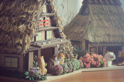 nozomicrafts:  A drinking party in my handcrafted mini Japanese village