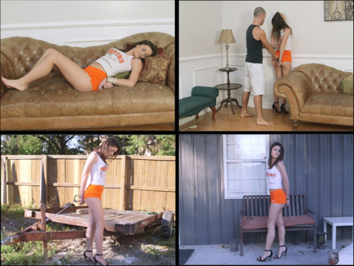 “Captive Laney 3” is now available at www.seductivestudios.comLaney is being held captive, this time in her Hooters uniform. She tries to get comfortable but the handcuffs are always so tight and bothersome. After some time she is held captive outdoors,
