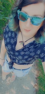 chrissy-kaos:Felt kinda cute today picking up my kids.. Tho the Karen’s hate me and it’s hilarious. Being a cute trans women and wiccan is the ultimate fuck you to them. I love it. 