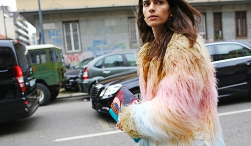 High Heels Blog wantering-blog: Colored Fur Bundle up in bold fur coats this… via Tumblr