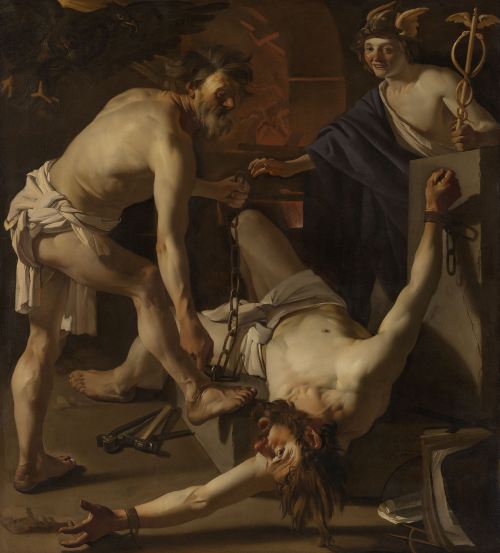 Prometheus Being Chained by Vulcan by Dirck van Baburen1623oil on canvasRijksmuseum 