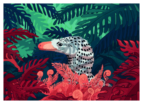 First Illustration Of 2017! A Generic Dromaeosaur Among Some Vaguely-researched Prehistoric Flora! It
